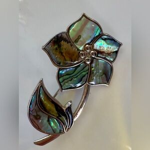Abalone Flower Silver Brooch